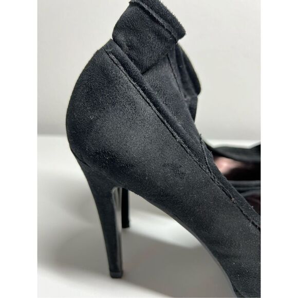 Herstyle Black Suede Peep Toe Stiletto Heels Size 9 - Picture 6 of 16